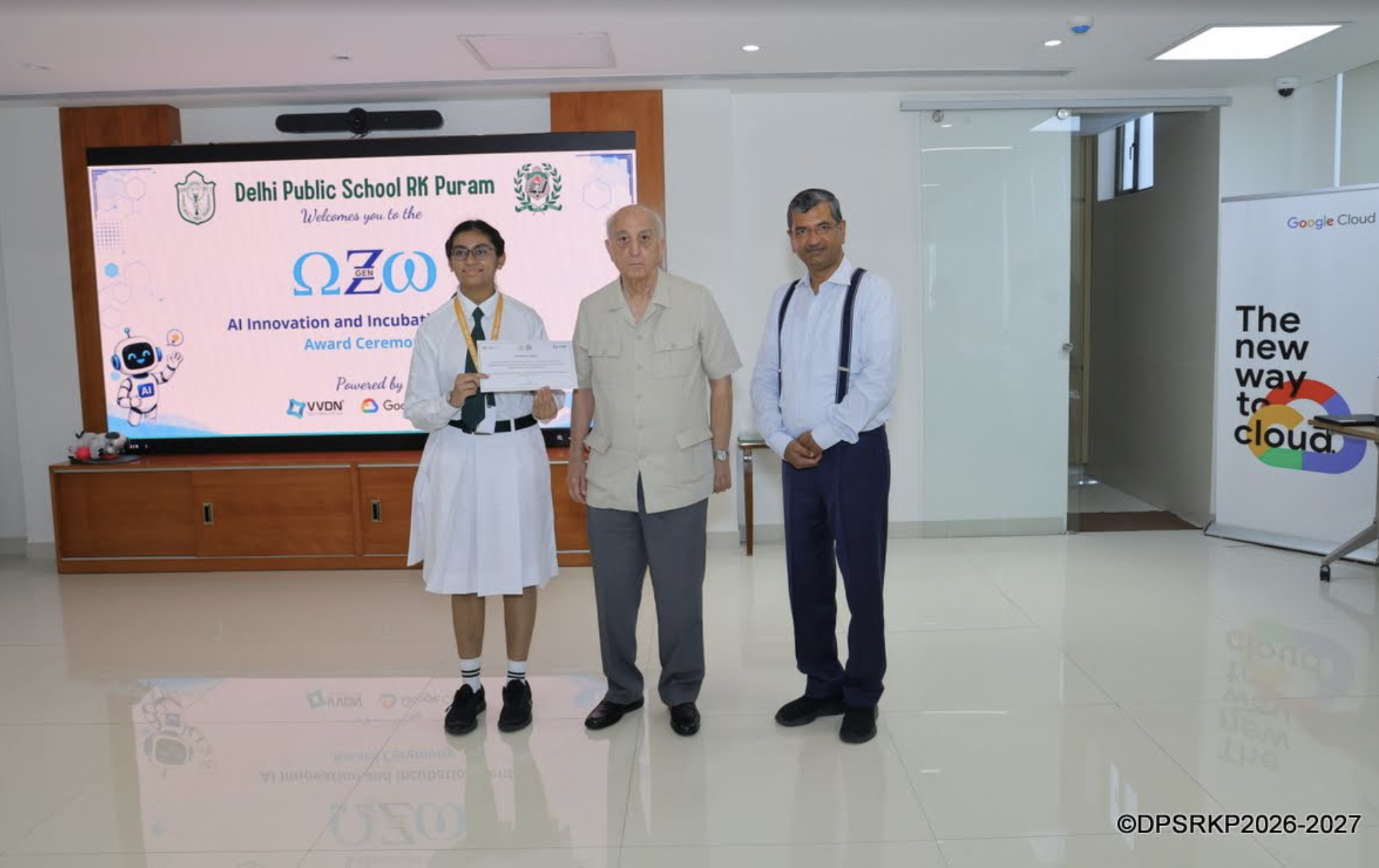 Priyal receiving her certificate at the AI Innovation and Incubation Centre award ceremony